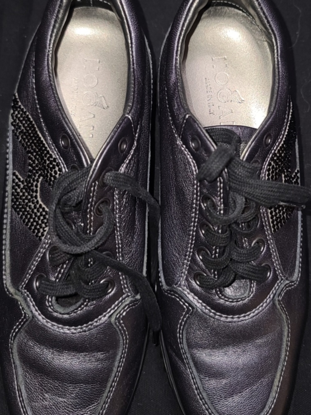Hogan black Interactive leather sneakers  with rhinestone-embellished side logo - Picture 3 of 7